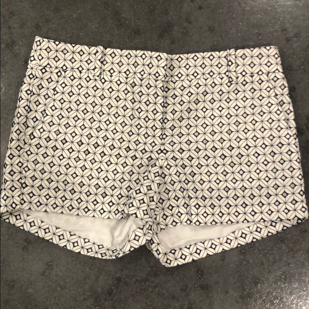 White & Navy Eyelet Shorts